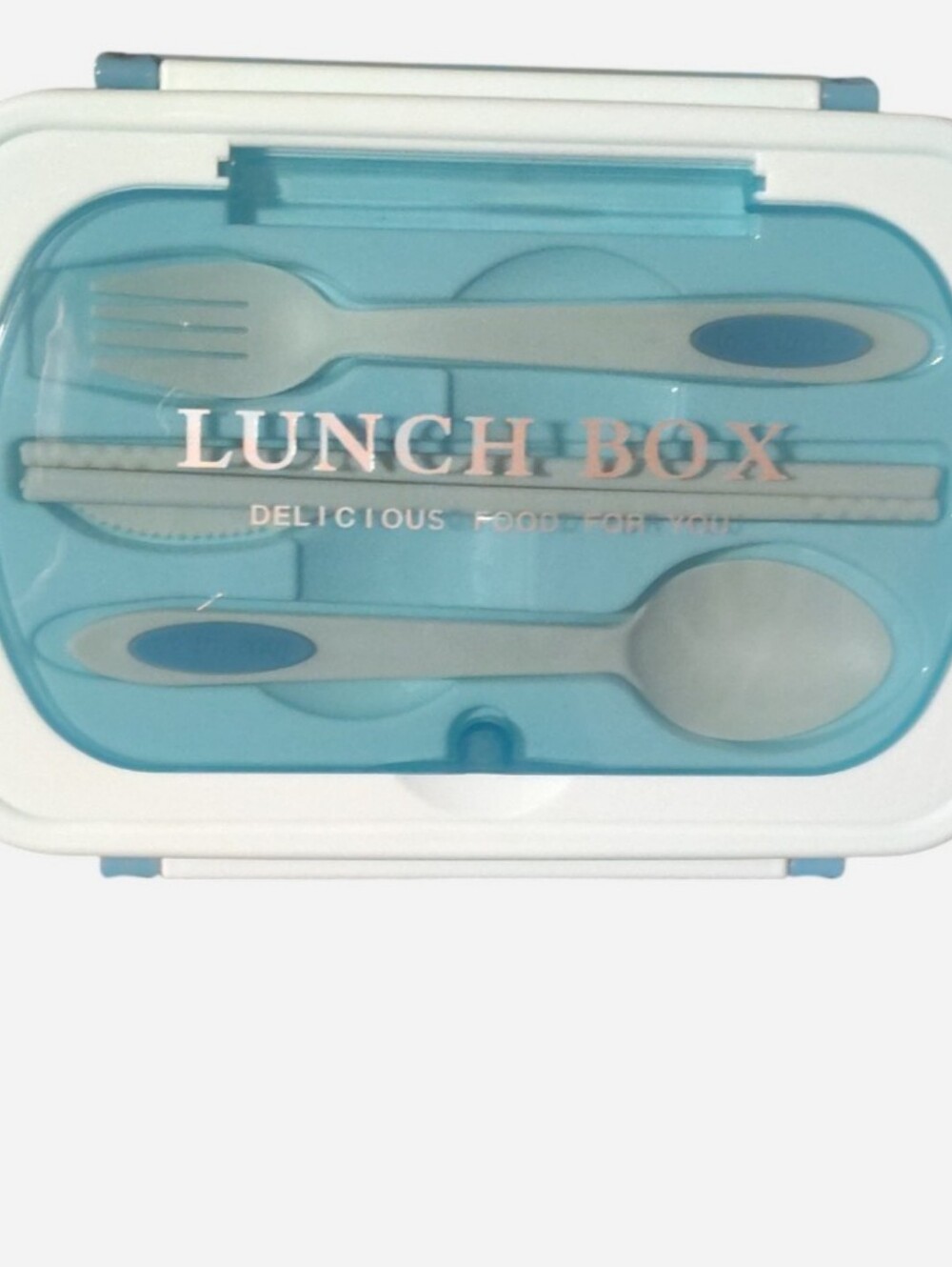 Blue Lunch Box with Utensil Set (No Offers)